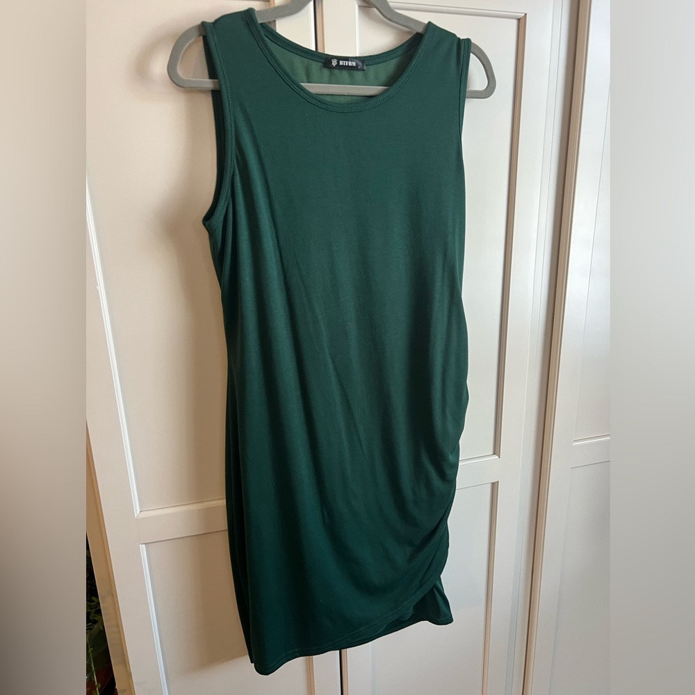 Green Sleeveless‎ Ruched Dress. Sz L